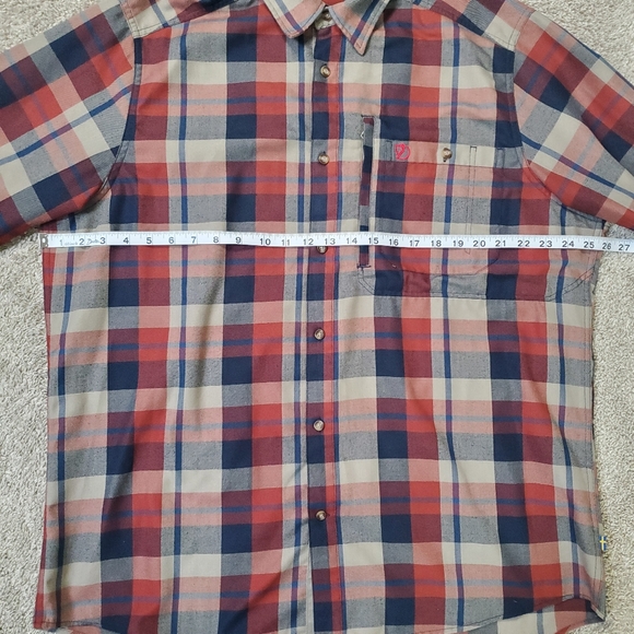 Men's XXL Fjallraven Fjallglim Flannel Shirt Red Blue Plaid EUC Gorpcore - Picture 6 of 14